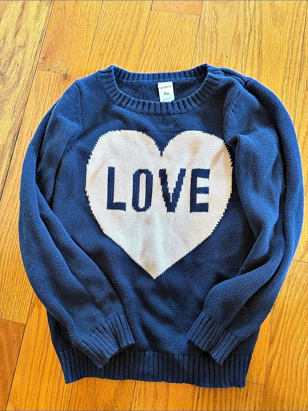 Carter's Love Heart Sweater, Blue & White, Kids 6X